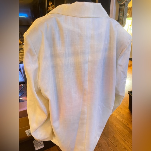 Dumas Vintage Women's Blazer White with One Button From 80's Of 90's Size L - Picture 5 of 9